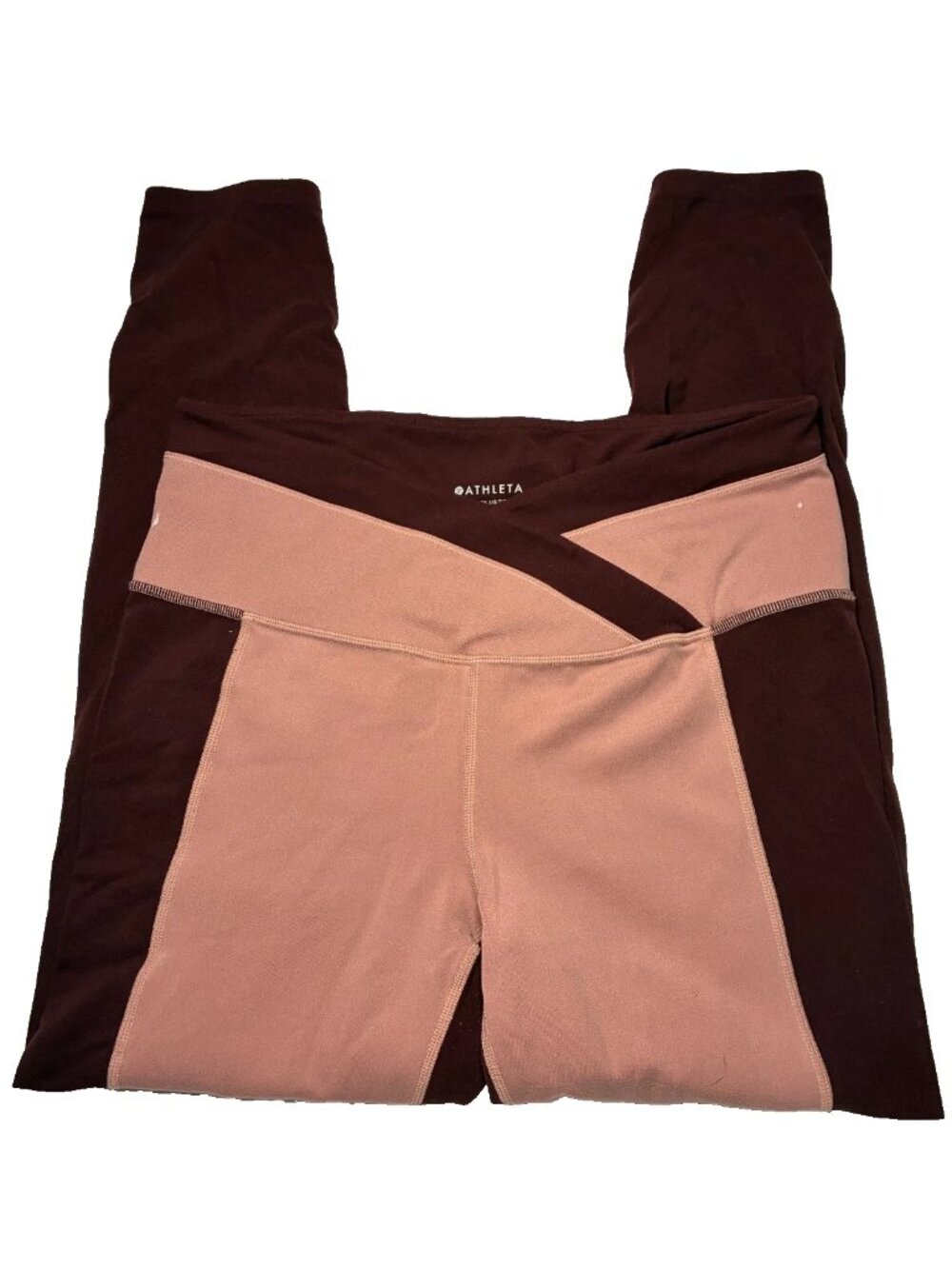 Athleta Chroma 7/8 Tight M Rose Colorblock Compression Leggings Yoga Gym